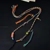 Corda para Colar Trançada Artesanal de Xizang Cordão com Pingente Multicolorido Venda Quente Cordão Vintage com Borla Cordão para Pendurar Joias Populares