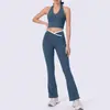 Conjunto de ropa de yoga de alta gama para mujer europea y americana, ropa de deporte de verano de secado rápido para fitness, conjunto de dos piezas para entrenamiento de Pilates