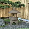 Lanterna de Pedra Estilo Antigo Chinês Jardim Lâmpada de Pedra Verde Japonesa Jardim Externo Elétrica Solar Farol de Pedra Ornamentos de Paisagismo