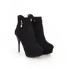 34-48 Botas de Gamuza para Mujer de Corte Bajo Otoño/Invierno, Punta Redonda, Plataforma Impermeable, Tacón Ultra Alto, Botas Martin Talla Grande, Color Sólido, Cremallera Lateral