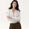 Marca própria, gola alta, manga longa, com zíper, cardigã de tricô de cashmere, casaco suéter curto elegante e confortável feminino