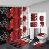 Serie Día de San Valentín Cortina de Ducha Felpudo Cuatro Piezas Baño del Hogar Separación Seco y Húmedo Cortina de Ducha Cortina de Ducha Impermeable