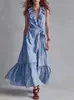 Vestido Elegante de Color Sólido sin Mangas con Cuello en V y Cordones, Empalmado, Nuevo Estilo Primavera Verano Europeo y Americano para Mujer 2026
