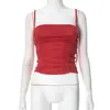 Top Sexy Plisado de Primavera Color Sólido Nicho Moda Chica Caliente Europeo y Americano 2025 Delgado con Cordón Camisola Chaleco Nuevo