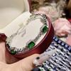 Pulseira Camélia Vintage Indústria Pesada Totalmente Diamantada Cristal Cor Tesouro Verde Feminina Banhada a Ouro Real Espessura Forte Conservação da Cor Lançamento Novo para Transmissão ao Vivo