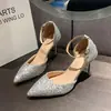 Otoño 2026 Nuevo Bestseller Francés Diseño de Nicho Tacones de Aguja Zapatos de Sandalia con Tira al Tobillo, Punta Hueca, Lentejuelas