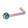 Atacado de mini piercings de nariz em forma de L transfronteiriços, estoque na Amazon aço inoxidável barra reta e curva acessórios de argolas para nariz em forma de coração