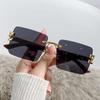 Gafas de sol cuadradas de moda europea y americana con ribete personalizado sin montura, gafas de sol de comercio exterior coloridas, simples y decorativas para hombre y mujer