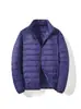 Chaqueta de Plumón Ligera Talla Grande de Invierno Unisex Cuello Alto Cómoda Cálida Plumón de Pato Blanco Color Sólido Ropa Exterior con Capucha