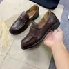 Marrón Negro de Piel de Ternera Slip-on Suela Blanda Mocasines Versátiles Para Ir al Trabajo de Mujer Tacón Grueso Estilo Británico JK Zapatos de Tacón Medio para Mujer