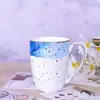 Copo de Água Cerâmico para Café com Leite de Grande Capacidade para Café da Manhã, Copo de Casal em Porcelana Óssea com Borda Dourada, Caneca Criativa para Chá da Tarde em Casa