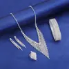 Novo Conjunto de Colar e Brincos em Forma de V com Pedras Strass para Noivas, Acessórios Decorativos para Vestido de Casamento e Banquete