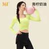 Top deportivo 361 deg para fitness y yoga con almohadillas en el pecho, top deportivo de manga larga para pilates, ropa deportiva de manga larga para fitness