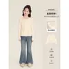 Blusas Infantis Amybaby Primavera 2026 Novo Estilo Coreano Doce Renda Alça Falsa Duas Peças Blusa de Base Costurada