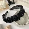 Faixa de Cabelo Plissada com Strass de Alta Qualidade e Coroa Alta, Elegante Faixa Larga com Dentes, Acessório de Cabelo Versátil para Lavar o Rosto