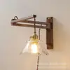 Estilo Japonês Celebridade da Internet Dobrável Retrô Sala de Estar Sala de Jantar Quarto Noz Freixo Sem Fio Tomada Parede de Vidro Lâmpada