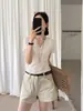 Camiseta Tricô Manga Curta Gola V Fina Listrada Slim Fit Emagrecedora Tg Casual Diary Feminina Verão 2026 Novo Estilo 26696