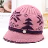 Sombrero de Lana de Ala Ancha para Mujer Otoño/Invierno Cálido con Piel de Conejo a Prueba de Frío para Exteriores para Madres y Abuelas de Mediana Edad y Mayores con Gorro de Punto de Forro Polar Adicional