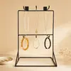 Soporte de exhibición de joyería de hierro, estante de almacenamiento de escritorio para collares y pulseras, estante de exhibición de accesorios para joyerías, gancho multifuncional