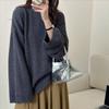 Suéter de Punto de Estilo Coreano de Estilo Holgazán con Cuello Redondo para Mujer Otoño e Invierno Nuevo Diseño Holgado Transfronterizo Versátil Top de Punto