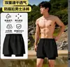 Calção de Natação de Camada Dupla para Homens, Anti-Constrangimento, Comprimento Três Pontos, Secagem Rápida, Respirável, Elástico, Caimento Solto, Shorts de Praia para Esportes Aquáticos U