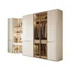 Armario a Medida para Toda la Casa Área de Colgar Sencilla Estilo Multi-Crema Una Puerta hasta el Techo Vestidor Gabinete Integrado de Vidrio