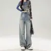 Jeans Rotos Retro Americanos para Mujer Primavera y Otoño 2025 Petite Rectos Sueltos Adelgazantes Tallas Grandes Pantalones de Pierna Ancha