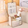 Bolsa de Maquillaje de Mano con Bloques de Color Estilo Femenino Gatito de Dibujos Animados Portátil Gran Capacidad Gancho Bolsa de Almacenamiento para Artículos de Tocador de Viaje
