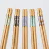 Pares de hashis de bambu de cinco cores com padrão de mármore, hashis à prova de mofo, hashis domésticos, 10 pares por pessoa, antiderrapantes, um hashi por pessoa, hashis de madeira