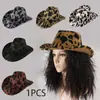 Chapéu Fedora Cowboy Unissex Mais Vendido no Exterior com Listras de Tigre Selvagem e Estampa de Leopardo, Chapéu Doce e Descolado para Passeios e Festas