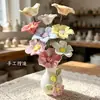 Flores de Cerâmica Jingdezhen Alta Temperatura Feitas à Mão Flores de Simulação Flores Preservadas Ornamentos Decorativos Vasos Buquês Presentes de Dia das Mães