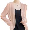 Chaqueta corta tipo cárdigan con protector solar para mujer, abrigo de gasa fina de color liso, abrigo suelto con protección solar y chal para verano.
