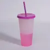 Stock Listo Transfronterizo Taza Sensible a la Temperatura que Cambia de Color Taza de Plástico Taza para Té de Frutas Taza para Bebidas Taza de Café Taza Reutilizable
