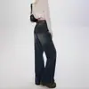 Calça Jeans Flare de Perna Larga Estilo Americano para Mulheres, Tamanho Plus, Outono Inicial, Cintura Alta, Design Solto, Pantalona Flare Emagrecedora, Comprimento Total