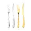 Juego combinado de cuchillo para bistec y tenedor de acero inoxidable Star Diamond, juego de cubiertos dorados de metal para restaurante en caja de regalo de comida occidental, venta al por mayor