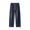 Pantalones casuales para hombre con look de mezclilla Tencel, nuevos pantalones de pierna ancha de moda 2026, pantalones rectos holgados versátiles para primavera y otoño