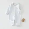 Nuevo Body de Algodón Puro de Manga Larga sin Etiquetas para Bebé de Primavera y Otoño, Mono Cálido de Color Sólido para Bebé y Niño Pequeño
