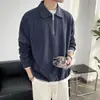 Otoño e Invierno Perezozo Estilo Japonés Retro Marca de Moda Chaqueta Suéter con Cuello POLO Suéter de Punto Grueso y Holgado de Invierno para Hombre
