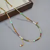 Diseño Japonés y Coreano de Nicho Estilo Bosque Retro Literario Collar de Cuentas de Vidrio Picasso con un Temperamento de Moda de Lujo Ligero de Alta Gama