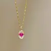Colar Pingente de Corindo Vermelho Sangue de Pombo Preserva-Amor Dopamina de Luxo Leve Anel de Pomba Paraíba para Mulheres