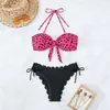 Bikini sexy europeo y americano 2027 nuevo estampado de leopardo traje de baño de dos piezas para mujer con cordones venta al por mayor desde el fabricante