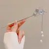 Grampo de Cabelo com Franja de Pedra da Lua Céu Estrelado de Alto Padrão, Acessório de Cabelo Moderno Estilo Chinês Novo, Fresco e Elegante, Grampo de Cabelo Estilo Antigo