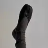 Sapatos Planos de Couro de Vaca com Bico de Porco para Mulheres, Sapatos de Couro Genuíno com Boca Rasa e Bico Dividido, Sapatos de Ballet Slip-On de Nicho Retrô