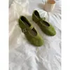 Em Estoque~Sapatilhas Mary Jane estilo vintage, de camurça legítima, com tira única, corte baixo, para mulheres