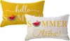 Transfronterizo Nuevo Primavera y Verano Girasol Coche Helado Flor Lino Estampado Cojín de Cintura Dormitorio Coche Decorativo Sofá