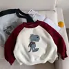 Moletom infantil para meninos, forrado com fleece, estilo inverno, blusa quente para bebês, camiseta base estilosa de dinossauro para crianças