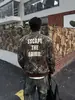 2026 moda callejera de primavera estilo americano nuevo sudadera chaqueta con estampado de leopardo cuello alto holgada retro casual top