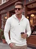 2026 Transfronterizo Amazon Sudadera Waffle para Hombre Top Holgado de Botones Camiseta de Manga Larga Camisa Henley Casual
