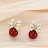 Pendientes de Flores Rojas Flocking de Año Nuevo Nuevo Diseño Nicho Pendientes Retro Exquisitos de Alta Gama para Mujer