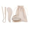 Set de Tres Piezas de Paja de Trigo Set de Cepillos de Masaje para Cabello en Casa Peine Rizador para Cabello Liso Peine de Peluquería Bolsa de Regalo